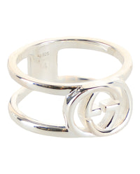 Gucci Womens Interlocking G Cutout Silver Ring