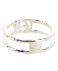 Gucci Womens Interlocking G Cutout Silver Ring