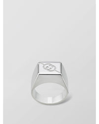 Gucci Signet Ring Logo Engraved Women Silver Jewelry Silver