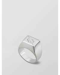 Gucci Signet Ring Logo Engraved Women Silver Jewelry