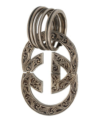 Gucci Womens Engraved Interlocking G Keychain