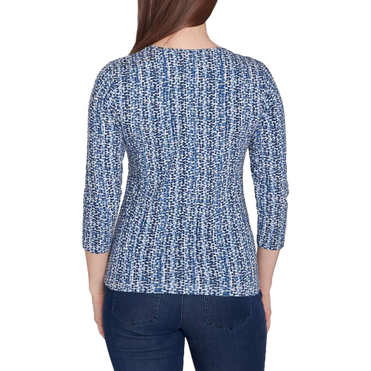 Plus Womens Embellished Cotton Stretch Pullover Top
