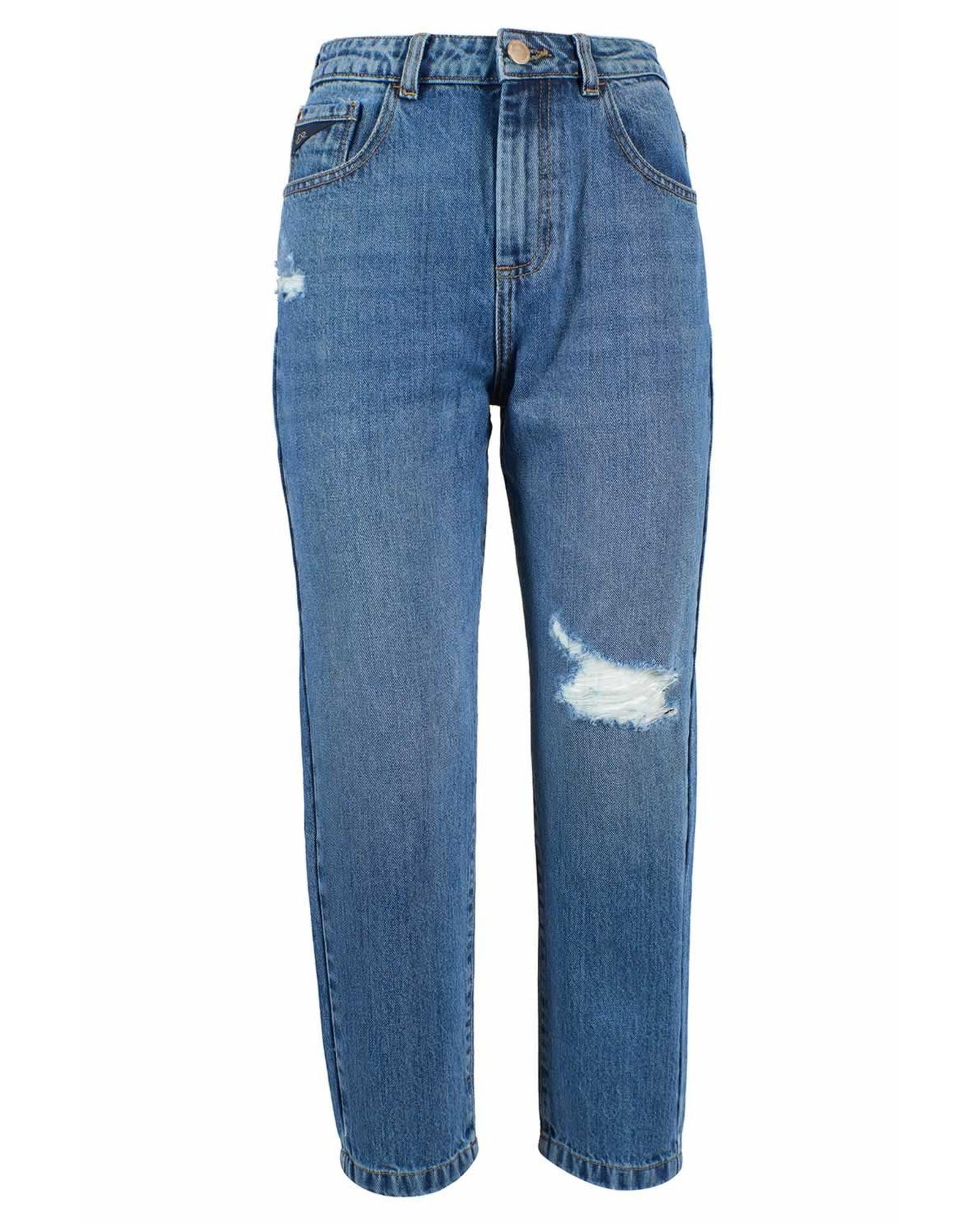 Yes Zee Women's High Waisted Ripped Straight Leg Jeans Blue