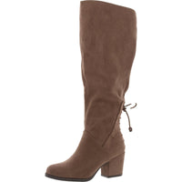 Womens Extra Wide Calf Faux Suede Knee-High Boots 7 Medium Taupe