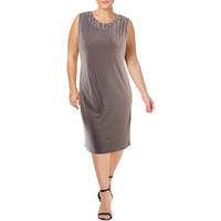 Womens Embellished Polyester Tank Dress Regular 6 (S) Taupe