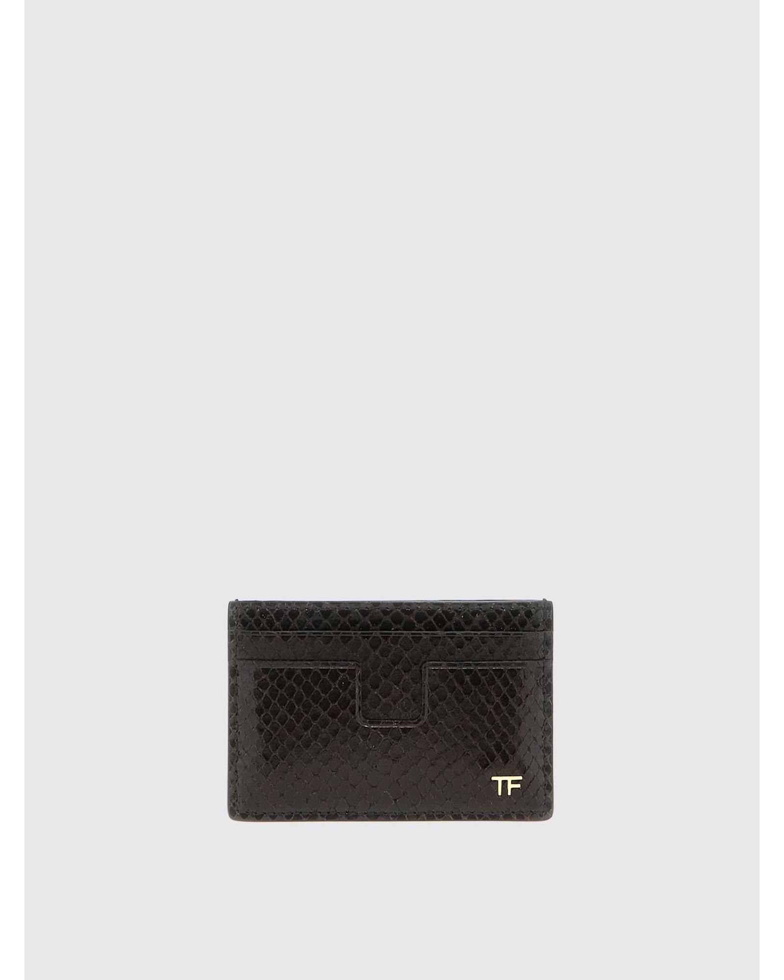 Tom Ford Snakeskin Leather Card Holder Men Wallets Brown