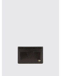 Tom Ford Snakeskin Leather Card Holder Men Wallets Brown