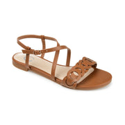 Jalia Womens Faux Leather Sling Back Flat Sandals