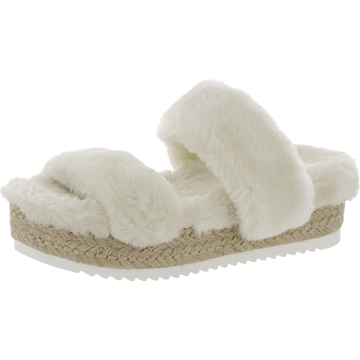 Katana Womens Faux Fur Open Toe Platform Sandals