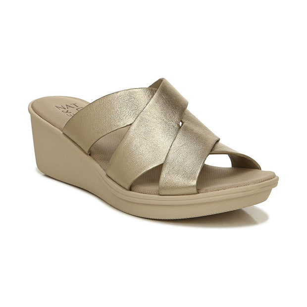 Rowena Womens Leather Slip On Wedge Sandals