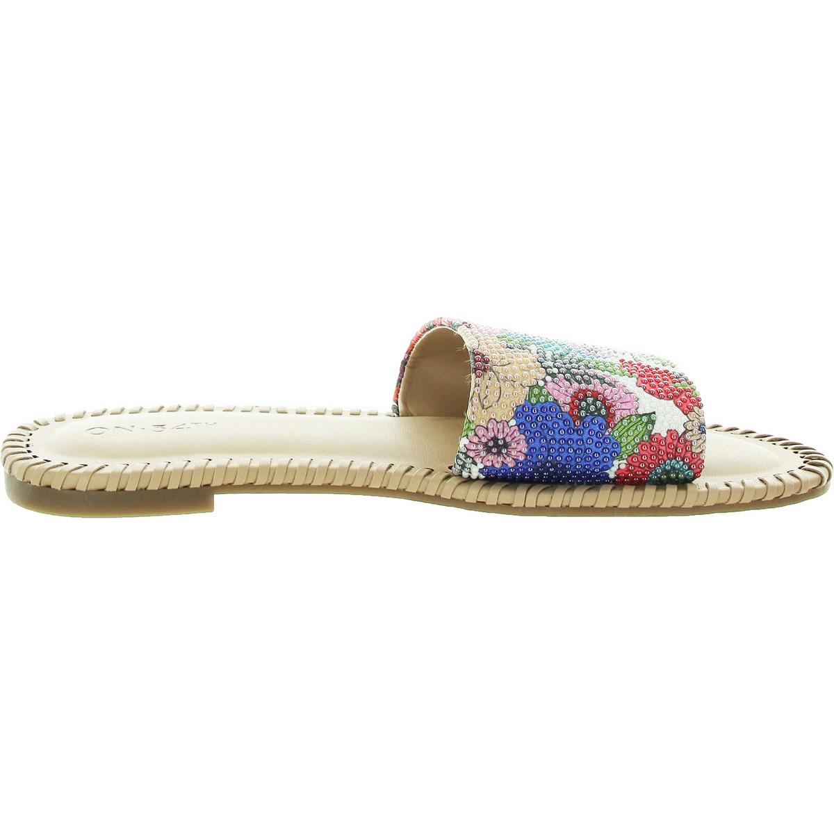 Mavise Beaded Flat  Womens Beaded Striped Slide Sandals
