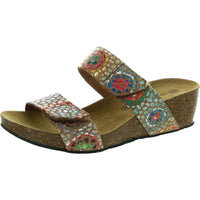 Womens Printed Suede Wedge Sandals 37 Medium Tan Multi
