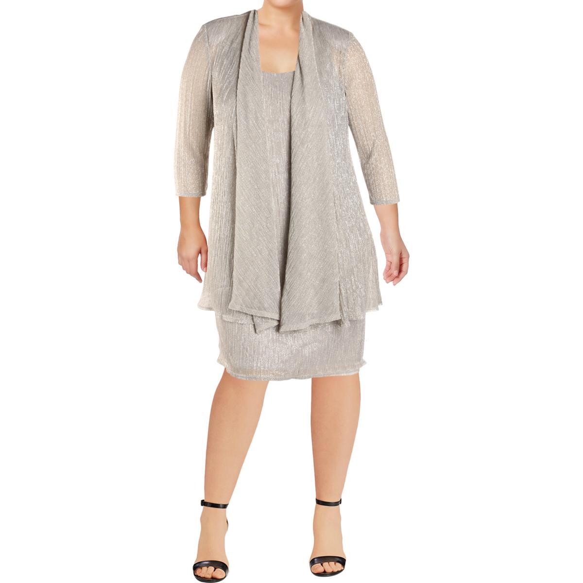 Womens 2PC Metallic Dress With Jacket