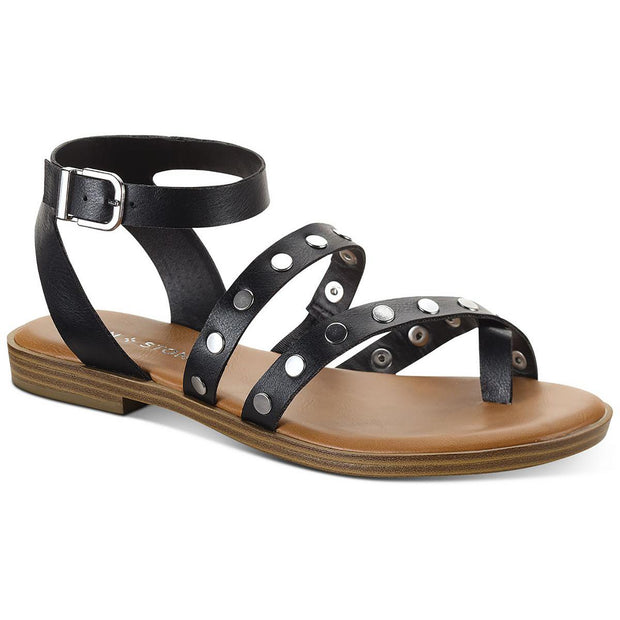 Studleyy Womens Faux Leather Thong Strappy Sandals