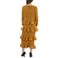 Womens Pleated Tiered Midi Dress
