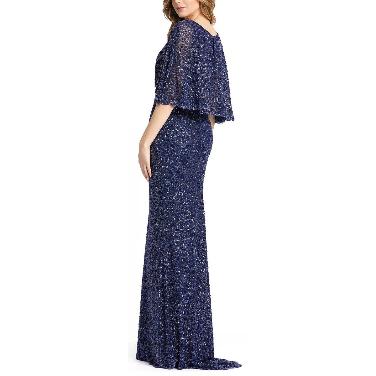 Womens Beaded Capelet Evening Dress