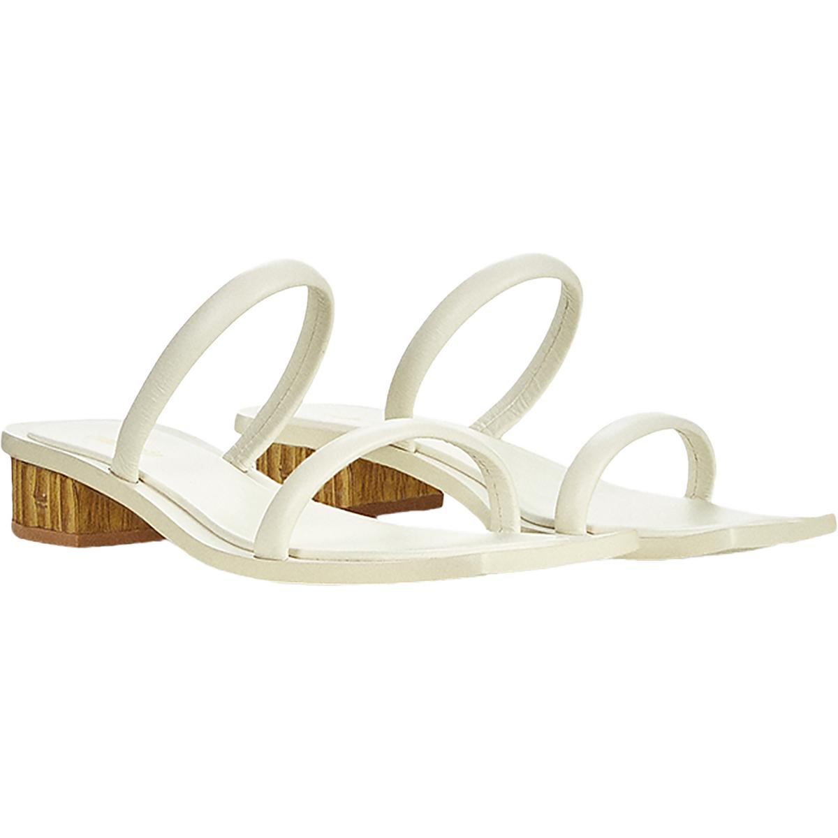 Liz Sandal Womens Leather Slip On Block Heel 37 Medium Off White