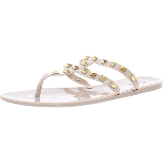 Ellie Womens Patent Flip-Flop Thong Sandals