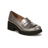 Darcy Womens Fringe Loafers Pewter Metallic