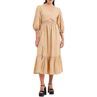 Rhodes Womens Daytime Keyhole Midi Dress Regular 0 (XS) Incense