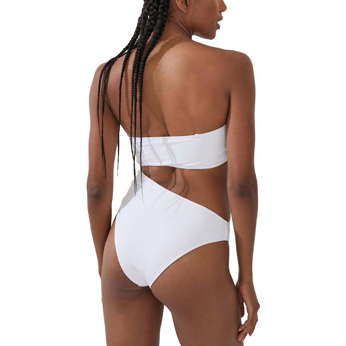 Womens Ribbed Removable Straps One-Piece Swimsuit
