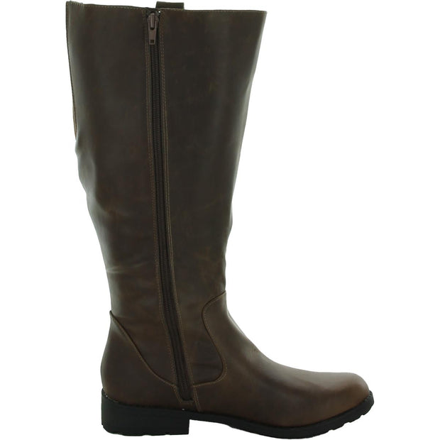 Womens Faux Leather Wide Calf Riding Boots