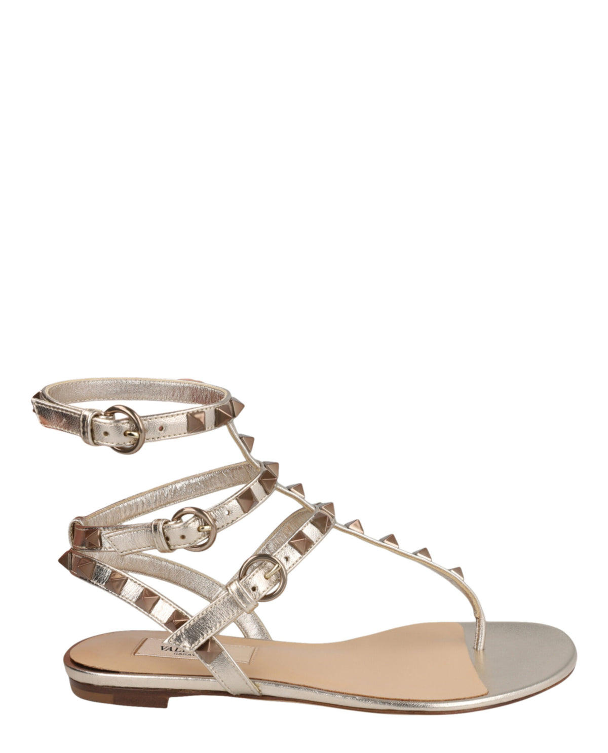 Valentino Valentino Womens Rockstud Caged Flat Sandals