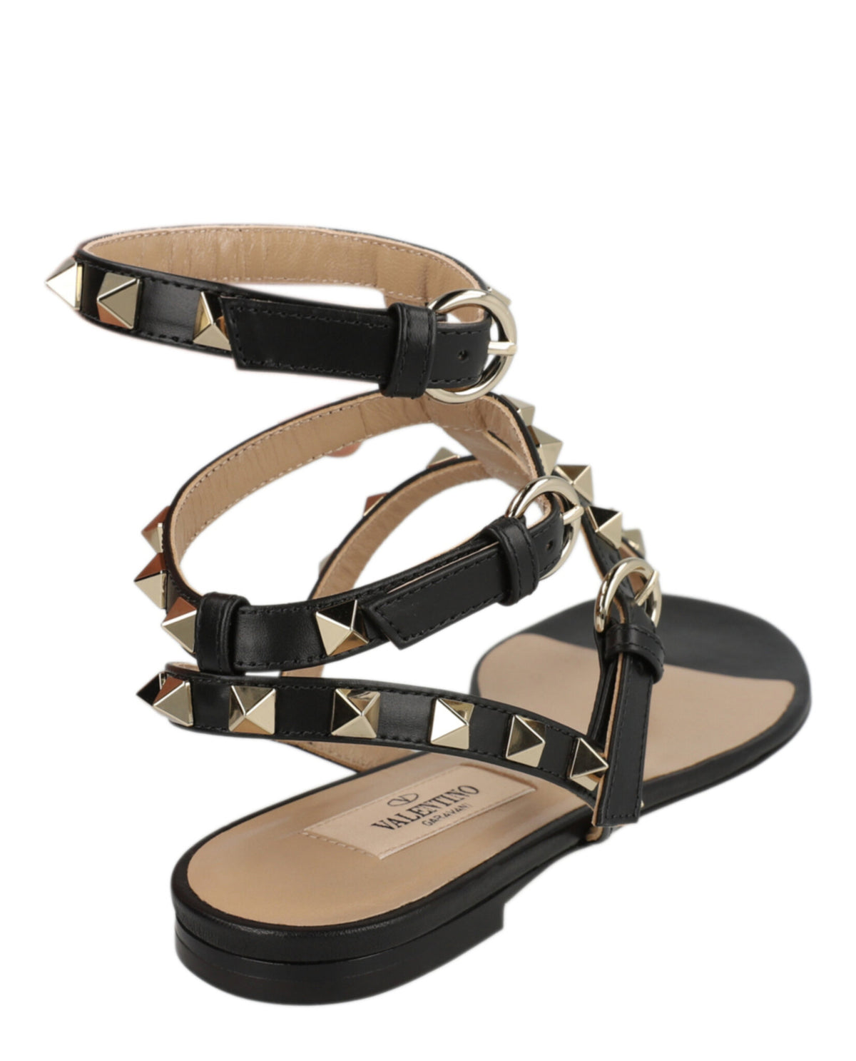 Valentino Valentino Womens Rockstud Caged Flat Sandals