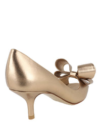 Valentino Womens Metallic Bow Peep-Toe Pumps