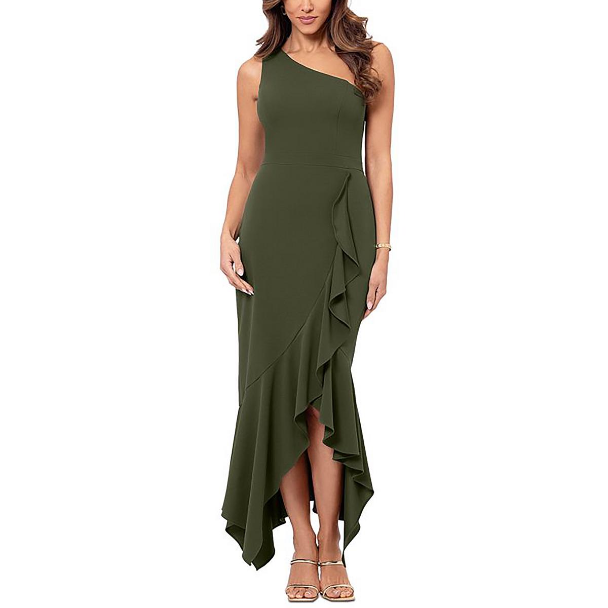 Womens Ruffled Polyester Cocktail and Party Dress