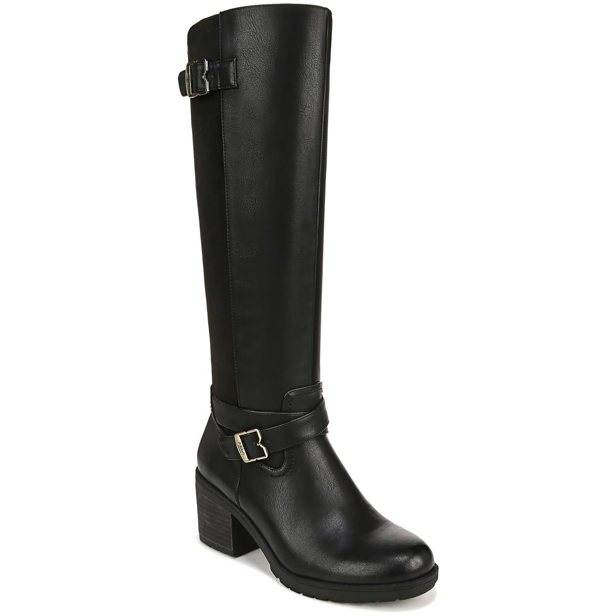 PRAIRIE Womens Faux Leather Block Heel Knee-High Boots