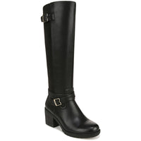 PRAIRIE Womens Faux Leather Block Heel Knee-High Boots