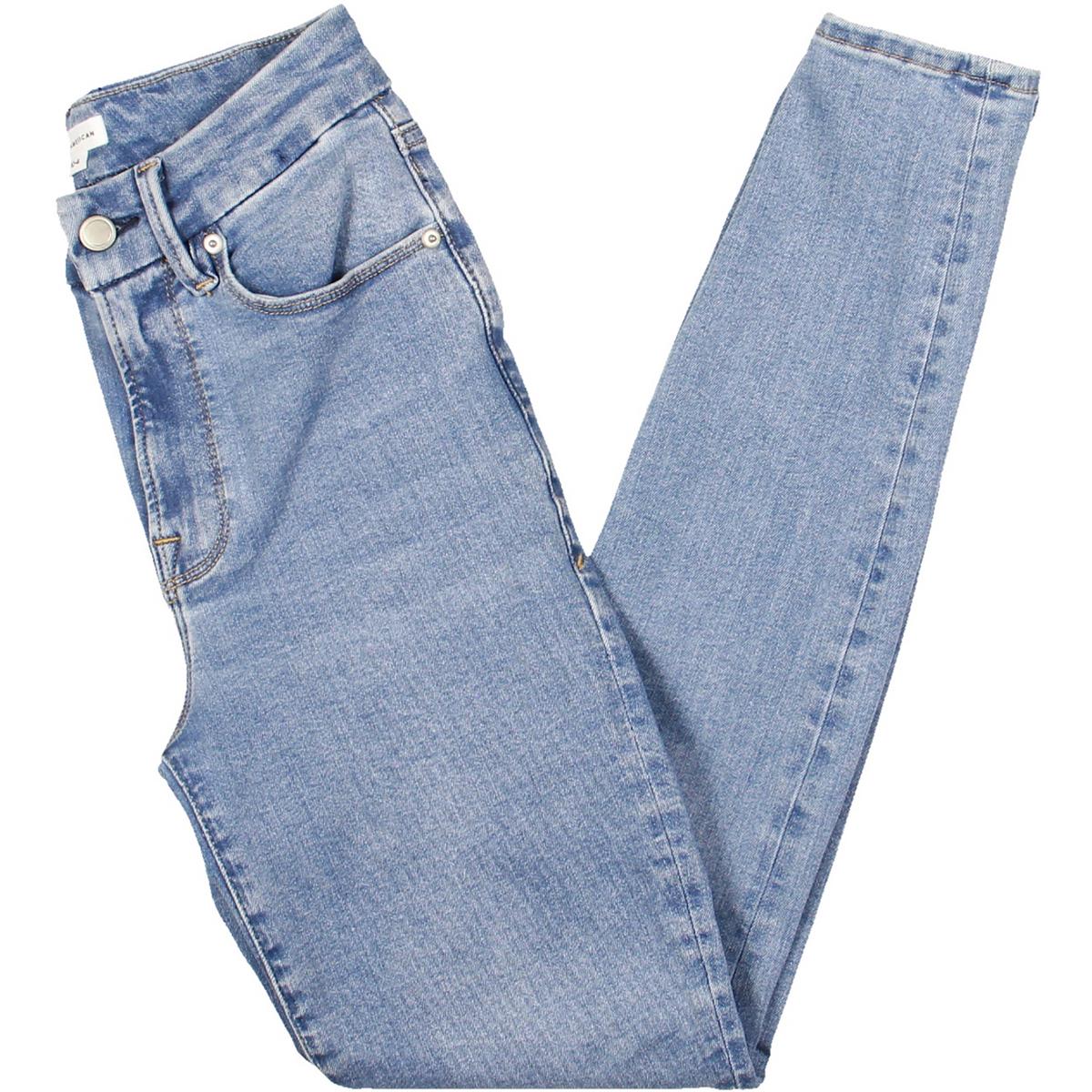 Womens Mid Rise Light Wash Skinny Jeans