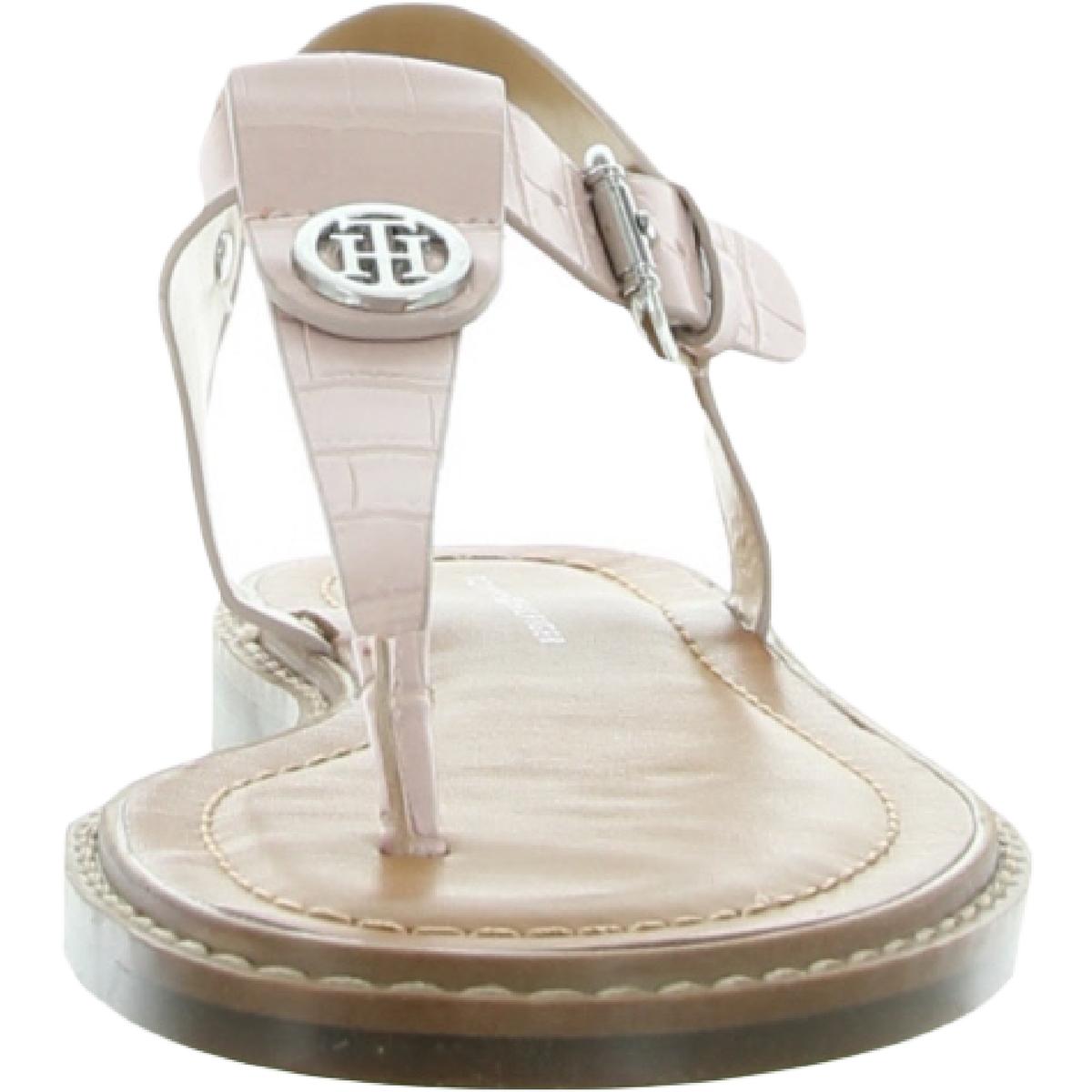 Bennia Womens Embellished Faux Leather Thong Sandals