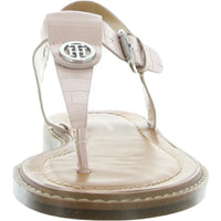 Bennia Womens Embellished Faux Leather Thong Sandals
