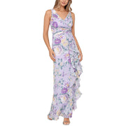 Womens Floral Twist Front Maxi Dress