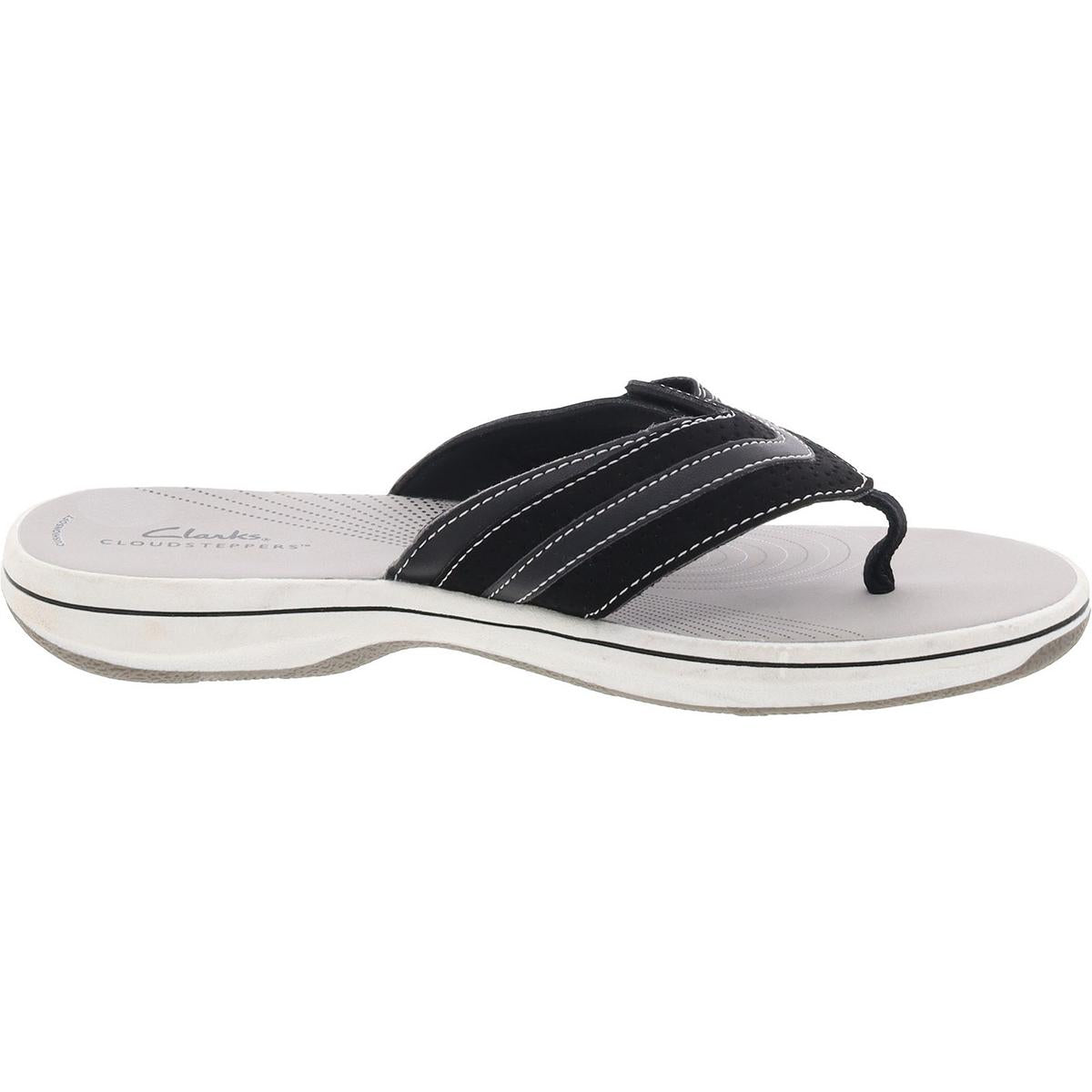 Womens Comfort Insole Faux Leather Flip-Flops