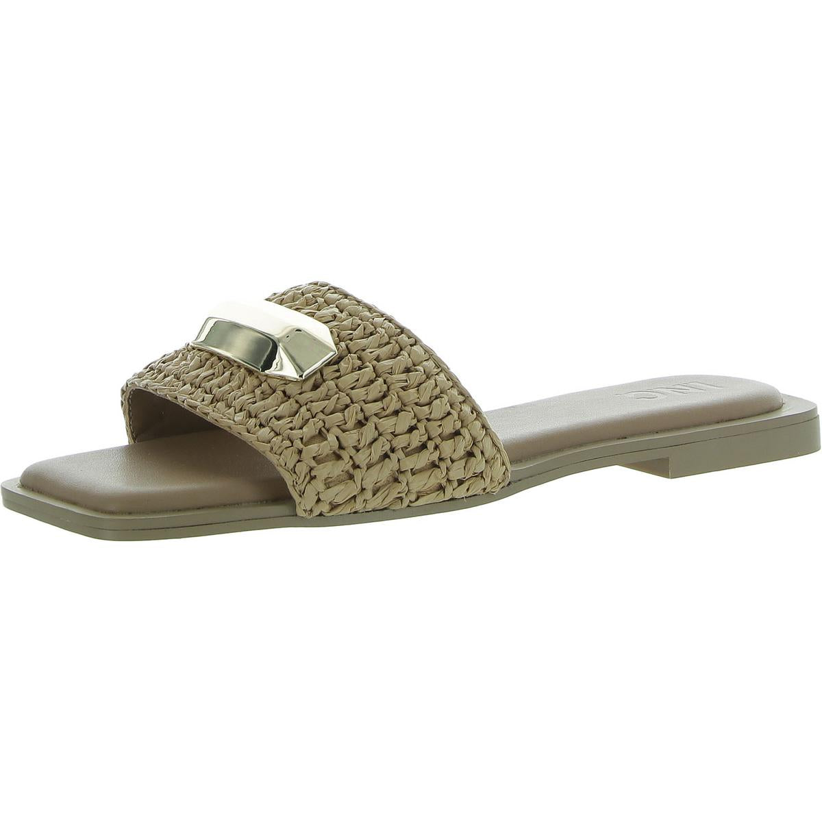Paramita Womens Square Open Toe Raffia Slide Sandals