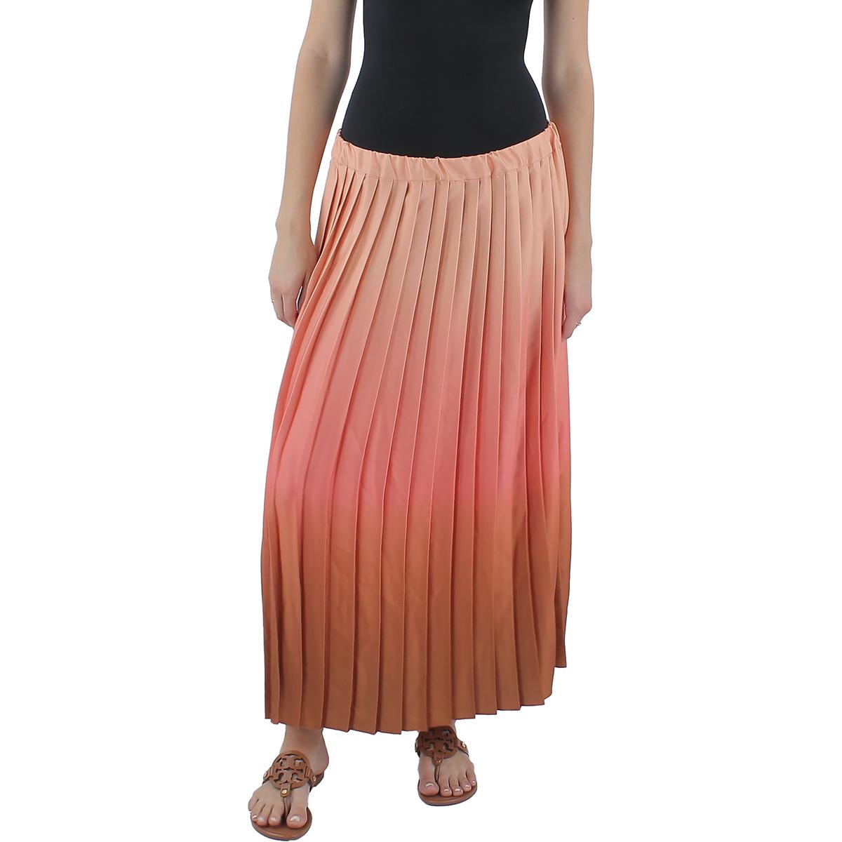 Womens Ombre Pleated Skirt Regular 00 (XXS) Rose Clay Multi