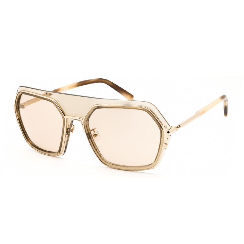 MCM Sunglasses Geometric Full Rim, Shiny Beige Frame and Brown Lens MW0018-H57E