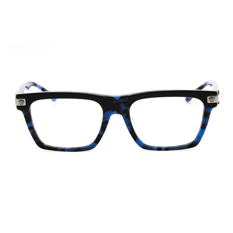 Versace Eyeglasses Rectangle Full Rim, Top Black Havana Blue Frame and Clear Demo Lenses Lens VE3354F5460