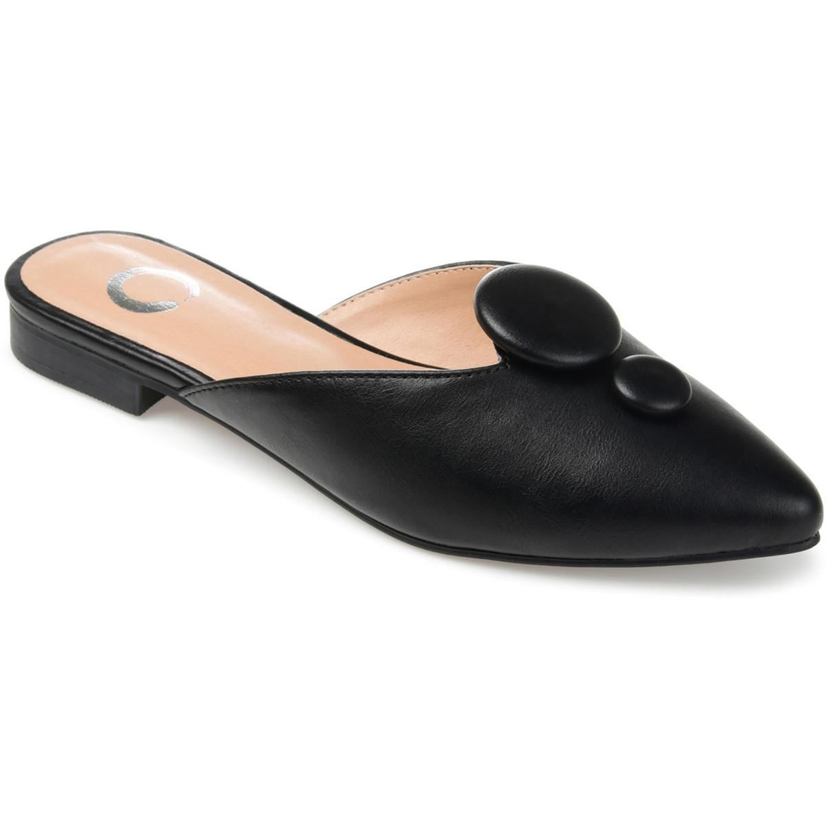 Mallorie Womens Embellished Faux Leather Mules