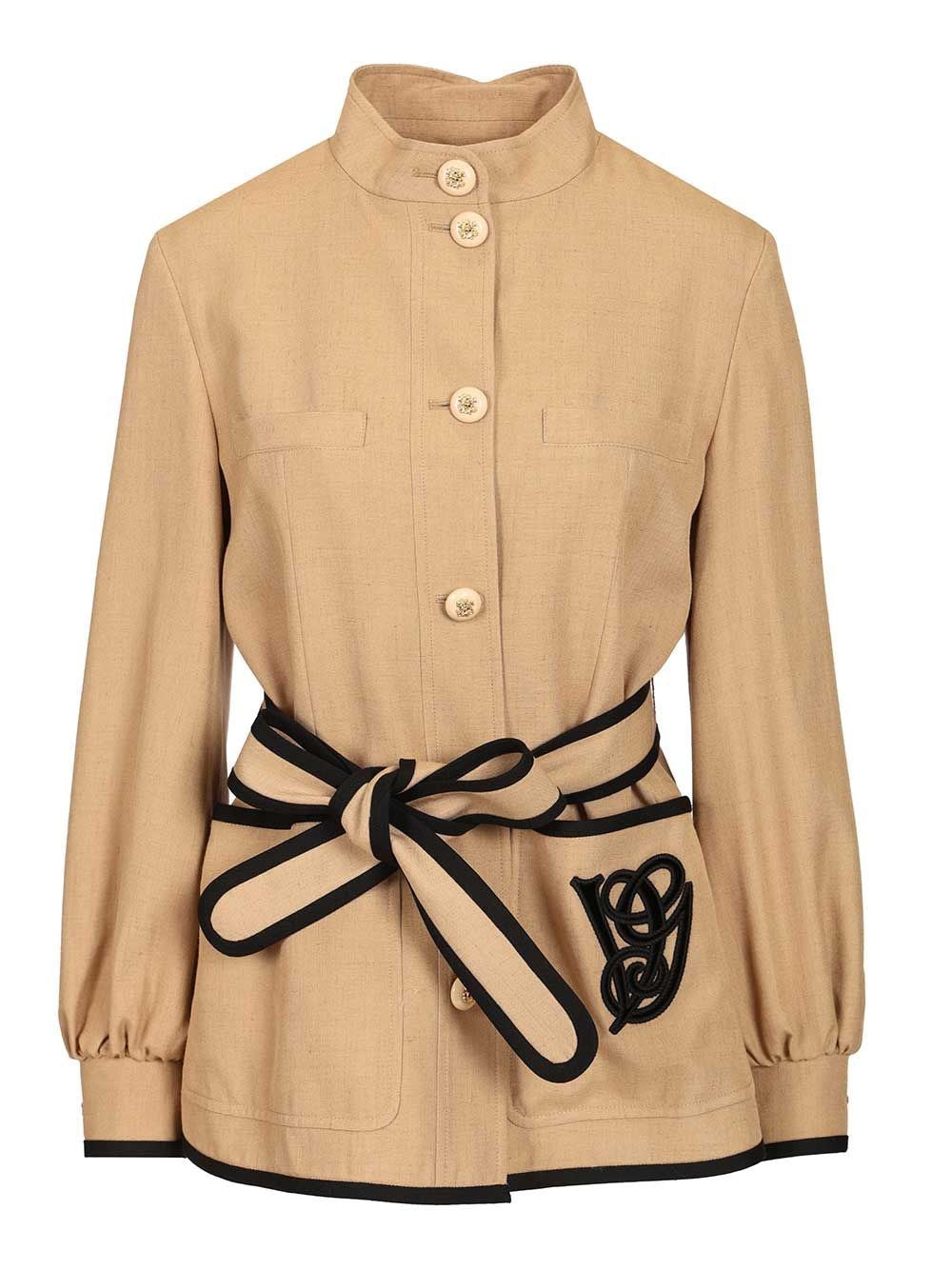 Valentino Garavani Women Embroidered Twill Jacket With Belt