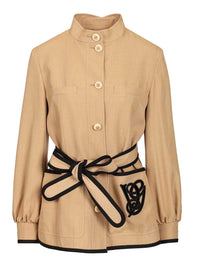 Valentino Garavani Women Embroidered Twill Jacket With Belt