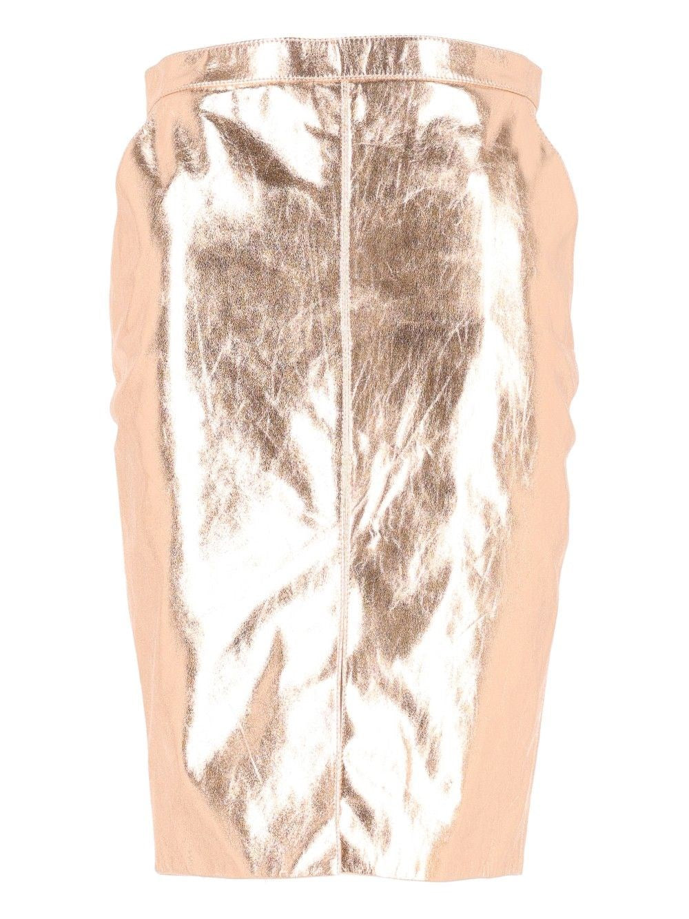 Saint Laurent Women Metallic Leather Pencil Skirt