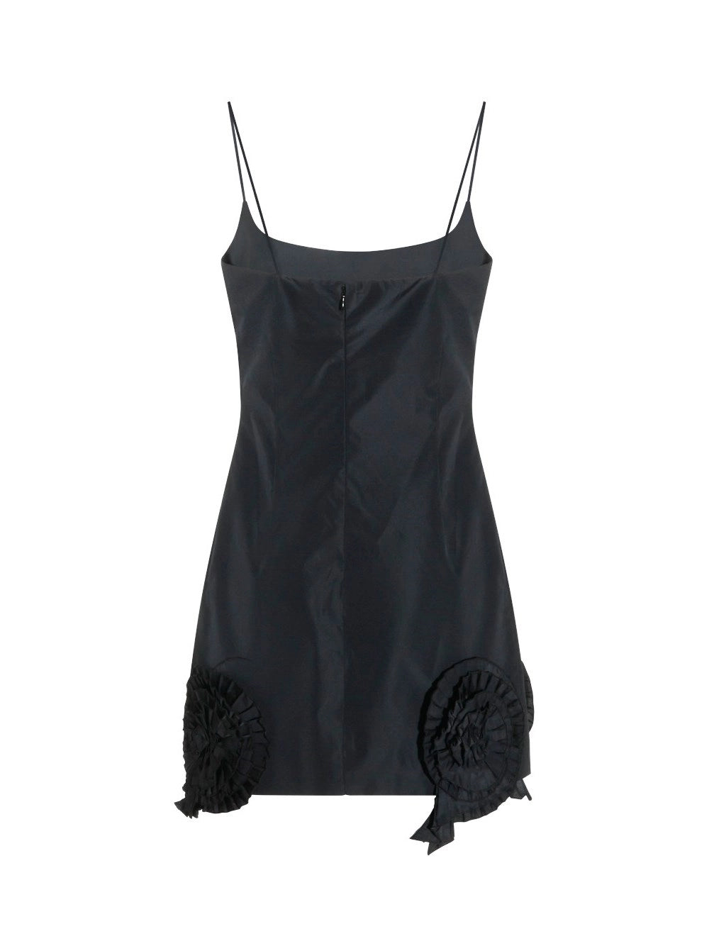 Blumarine Women Short Taffeta Dress With Pleated Roses