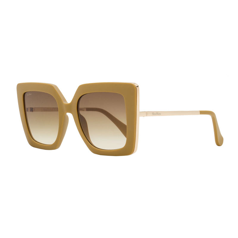 Max Mara Max Mara Sunglasses Square Full Rim, Matte Light Brown/Shiny Rose Gold Frame and Brown Gradient Lens MM005173F