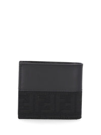 Fendi Fendi Men Leather Bi-Fold Wallet With Ff Motif