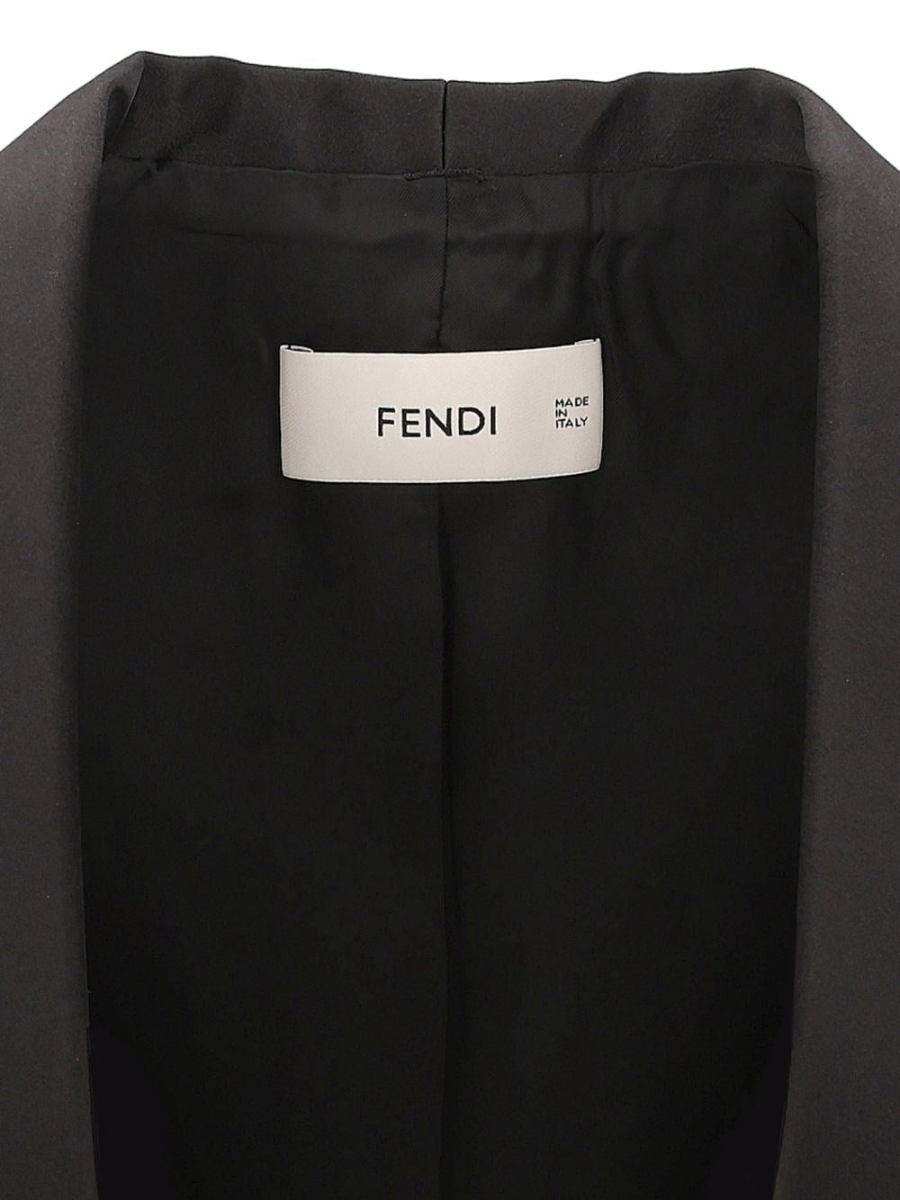 Fendi Women Blazer In Black Grain De Poudre