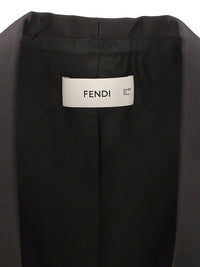 Fendi Women Blazer In Black Grain De Poudre